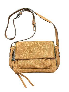 Aimee Kestenberg Pebbled Leather Crossbody Bag Camel Foldover Zip Purse